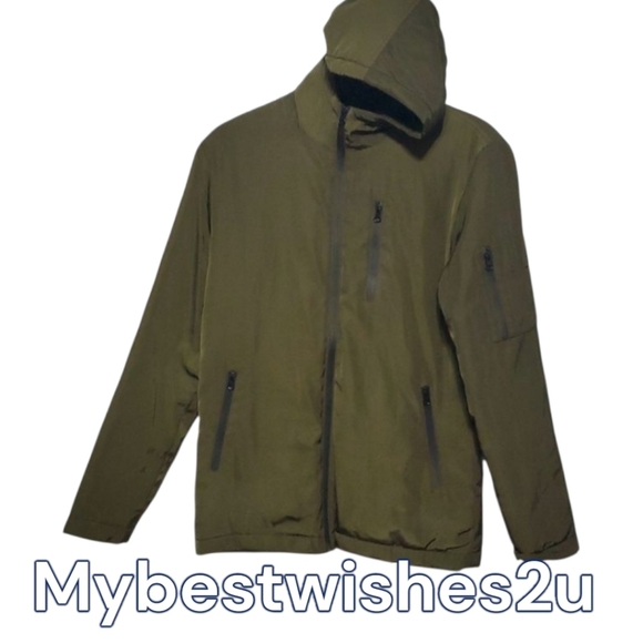 Forever 21 jacket men's size XS X-small Green Silky Material Zippered Po… - Picture 1 of 16